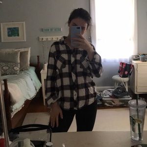 Maroon & Black Plaid Flannel Top